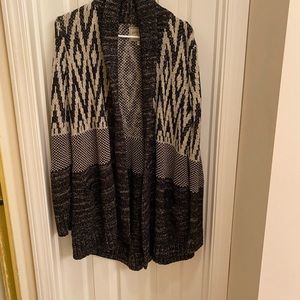 Lucky Brand Stargazer knit Wool Blend Shawl Women Cardigan Sweater boho neutral